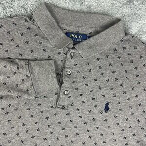 Polo Ralph Lauren Shirt Classic Men Large L/S Metallic Gray AOP Ribbed Preppy
